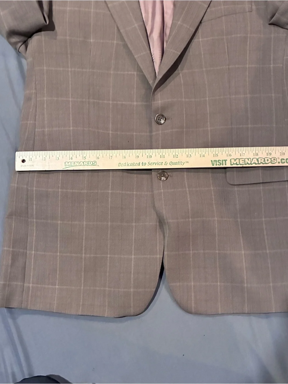 Ralph Lauren Silk Wool Windowpane Plaid Sport Coat Blazer Tan 44L